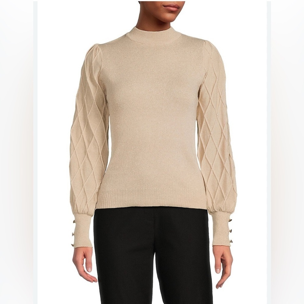 Nanette Lepore Large Metallic Mockneck Sweater in champagne Item# 9G